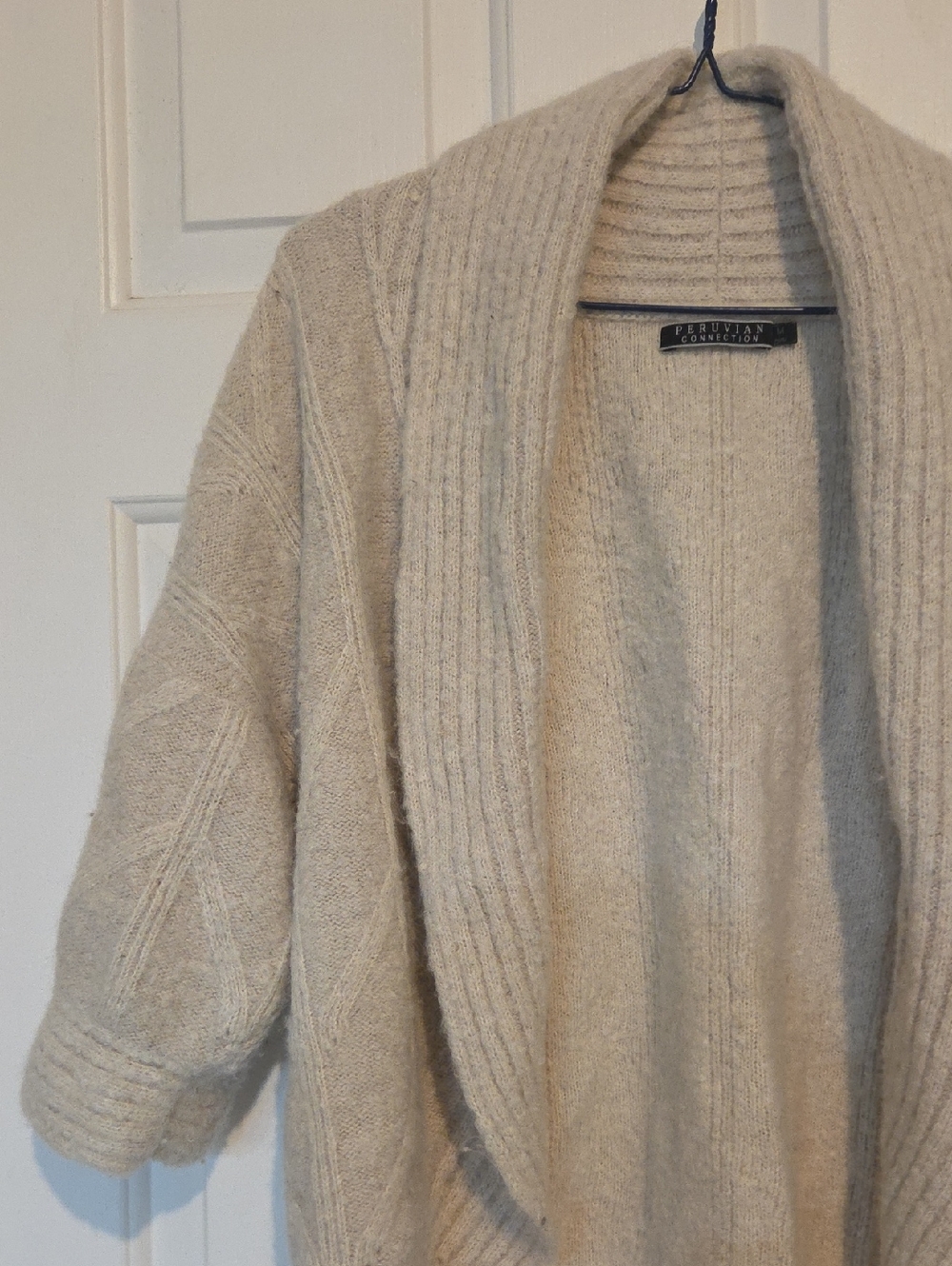 Peruvian Connection Cable Knit Shawl Cardigan Alpaca Blend - Picture 3 of 8